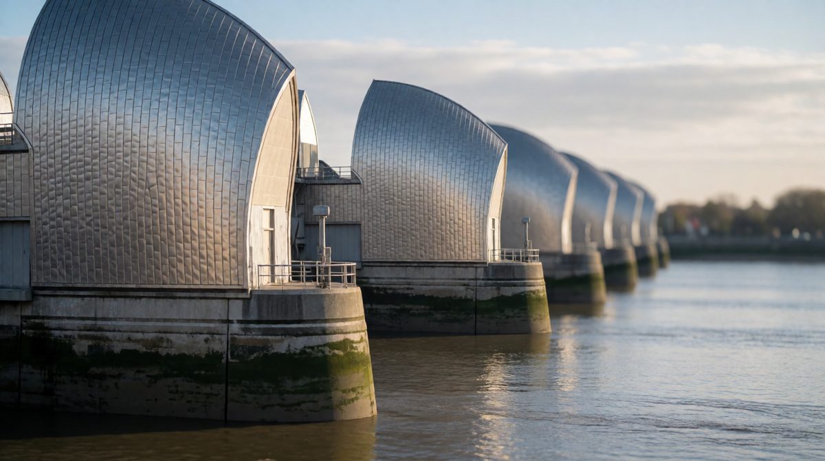The Thames Barrier protects London from storm surges