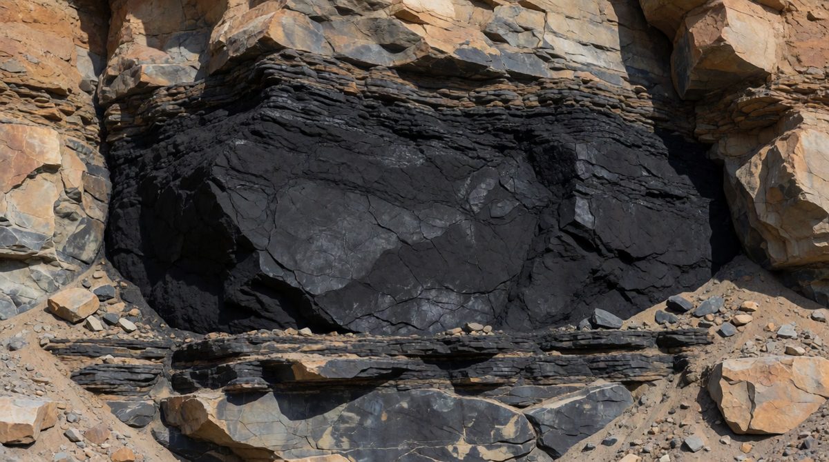 Coal forms in seams between layers of rock