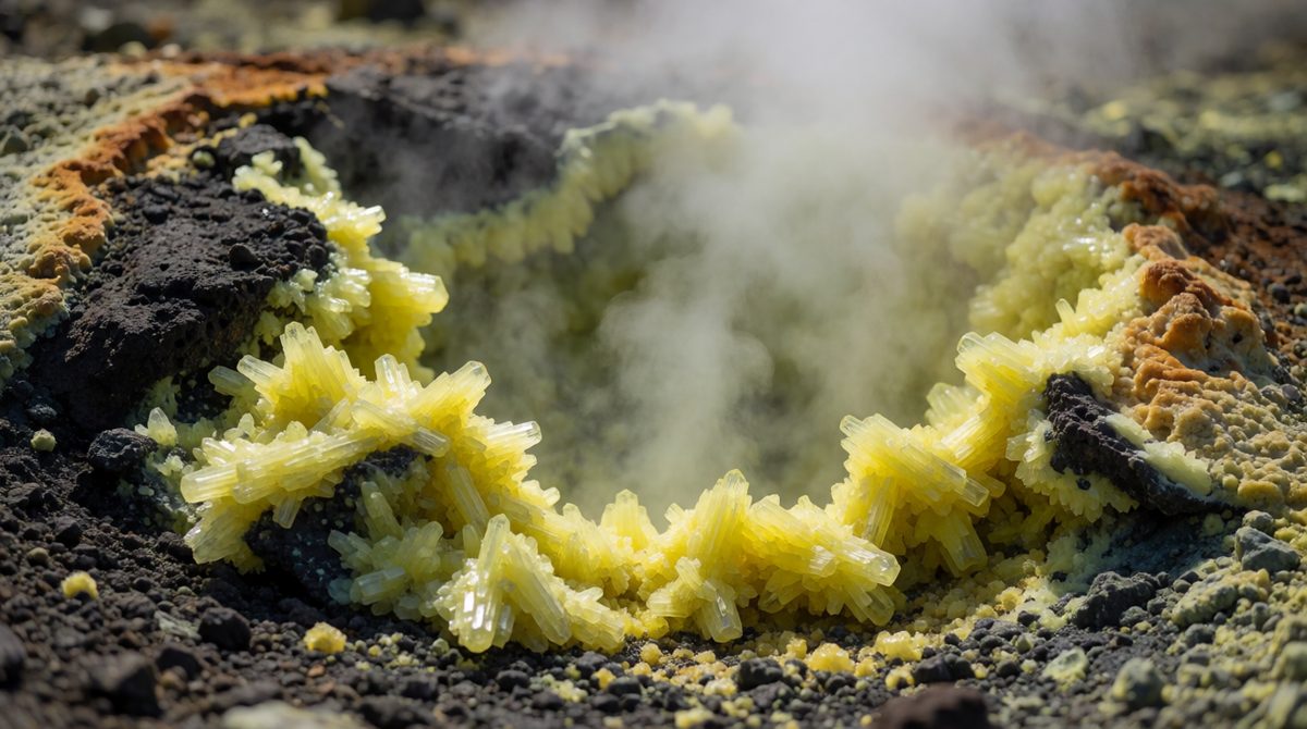 Sulphur is mined in volcanic areas