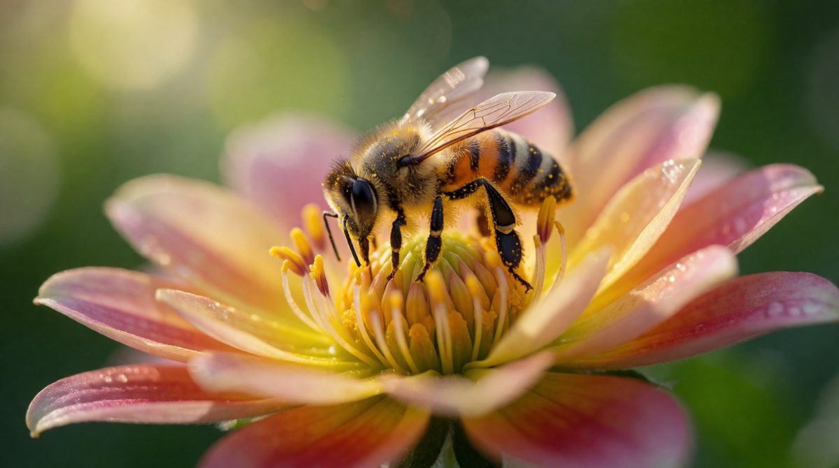Bees and flowers help each other - mutualism
