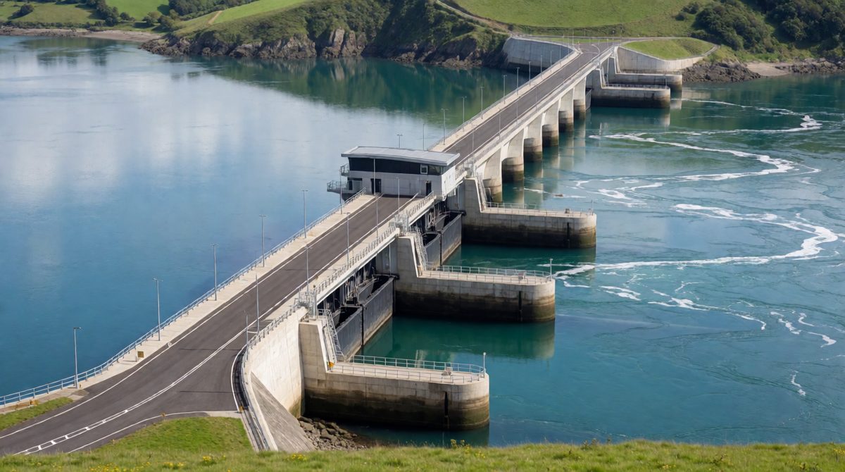 Tidal barrages use the rise and fall of the tide