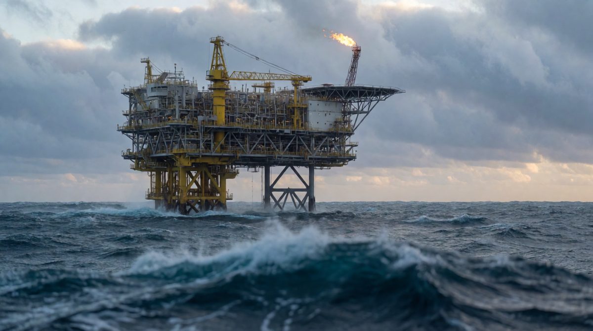 Oil platforms extract oil from beneath the seabed