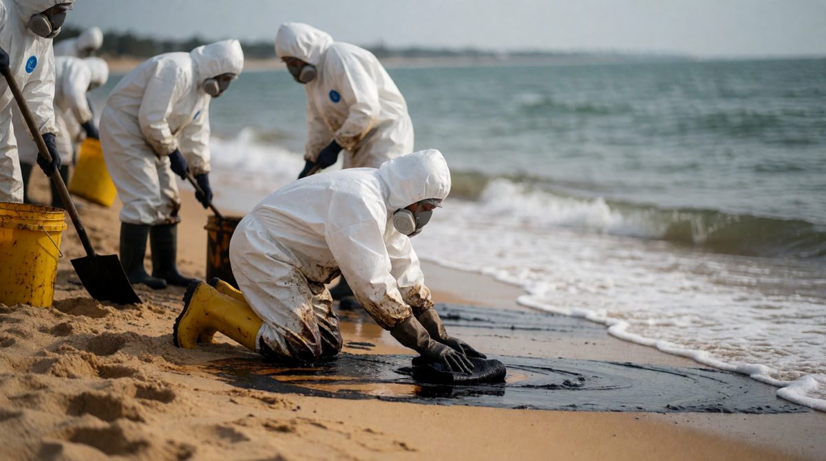 Clean-up crews remove oil from beaches