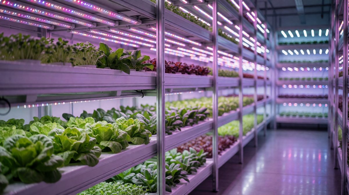 Vertical farms grow crops indoors in stacked layers