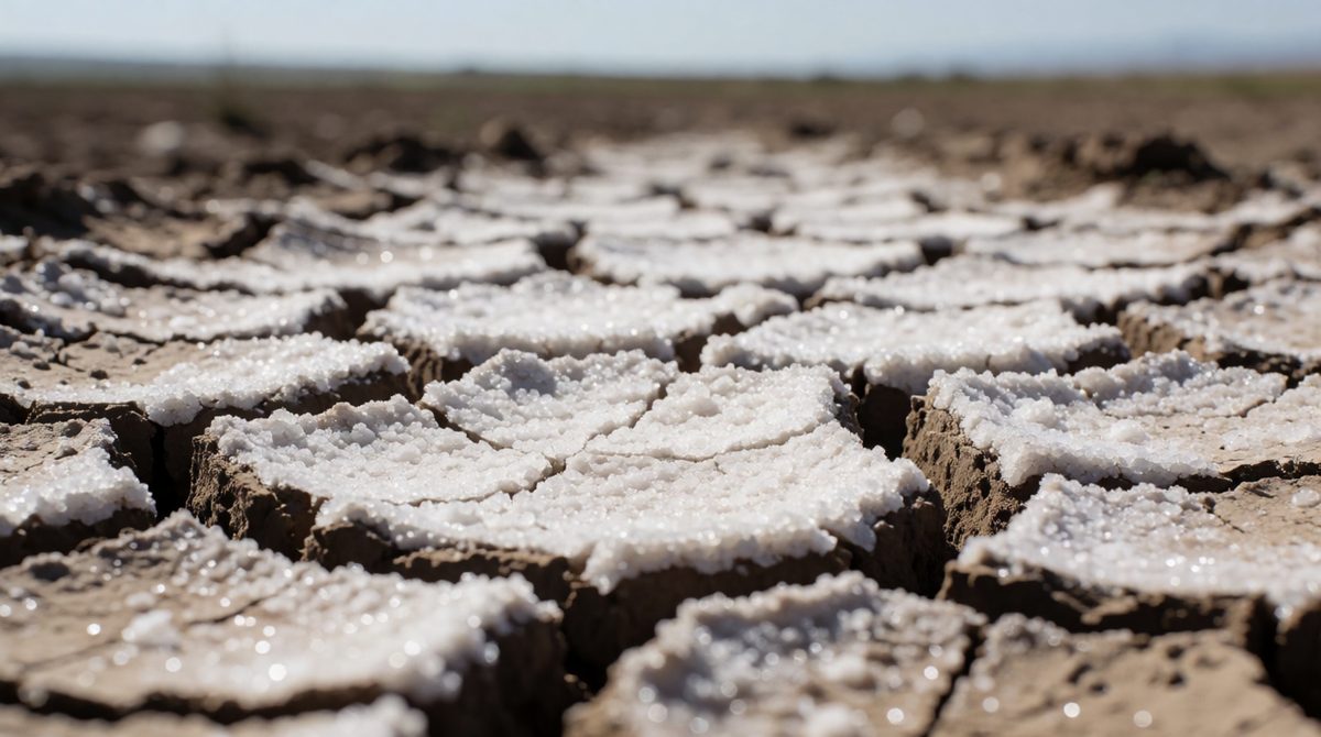 Salinisation leaves salt on the surface of the soil