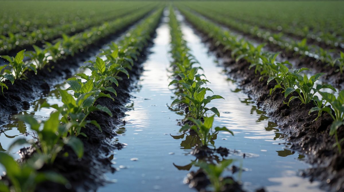 Waterlogged soil starves plant roots of oxygen