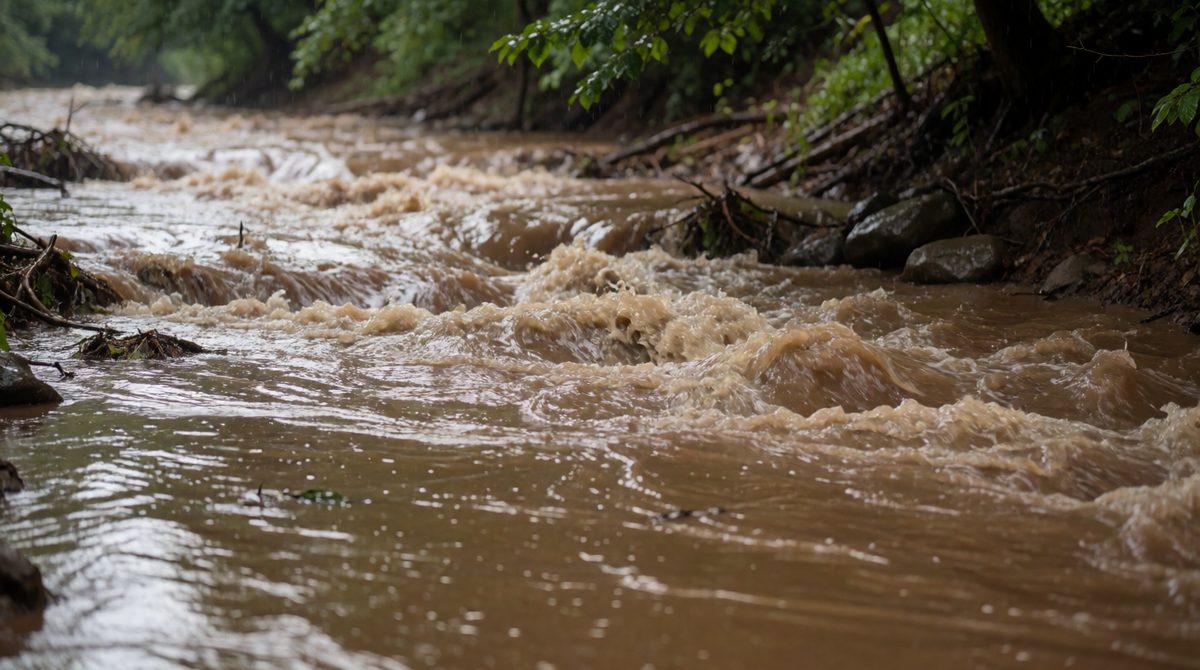 Eroded soil is carried into rivers as silt