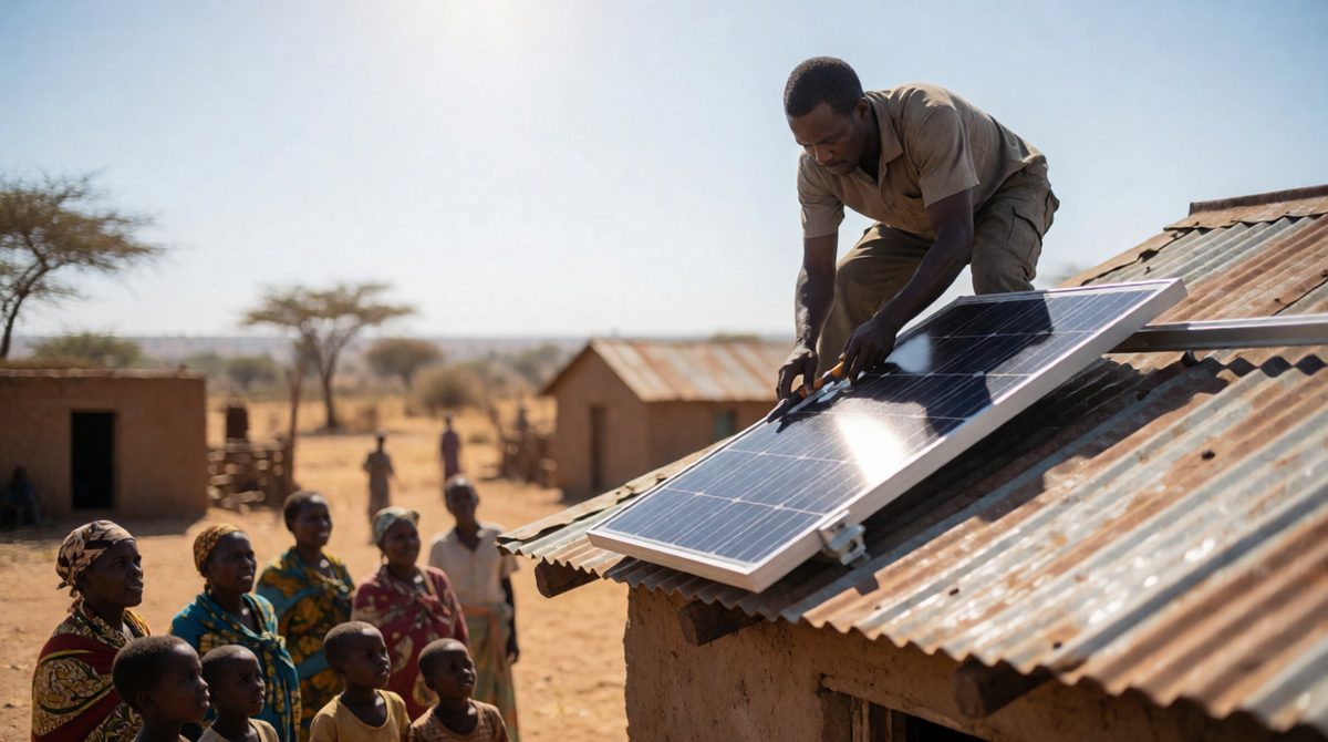 A solar panel on a village roof is intermediate technology: simple, affordable and run by the community itself
