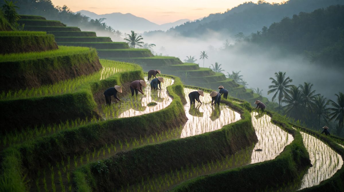 Rice terraces in Asia - a classic example of intensive subsistence farming, where lots of labour is used on small plots