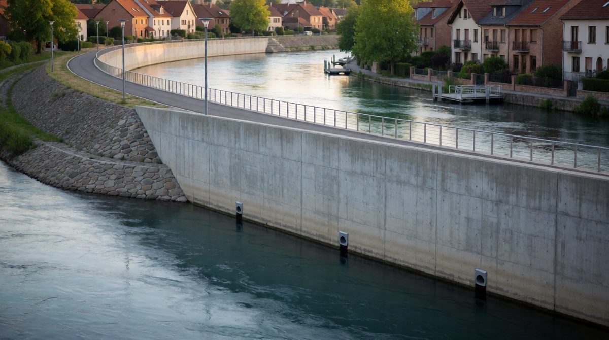 Hard engineering like flood walls protects towns