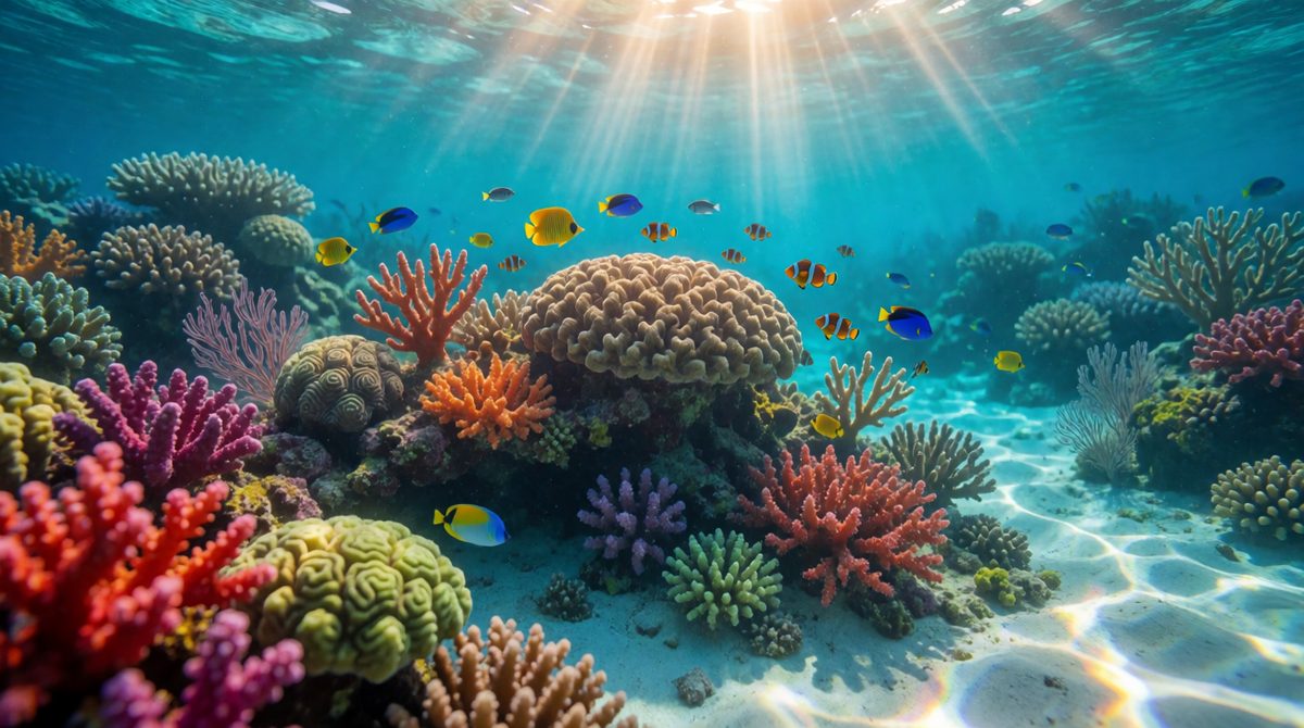 Colourful reef life on the Great Barrier Reef - home to thousands of species, and it needs warm, clear, shallow water