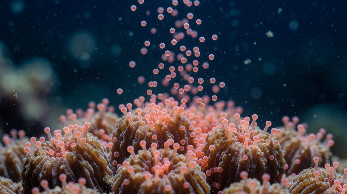 Corals release eggs and sperm in mass spawning events