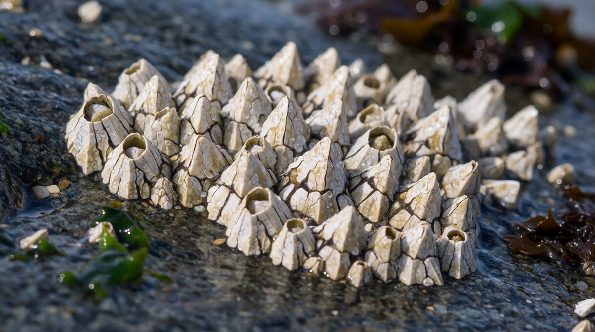 Barnacles close up to stop drying out