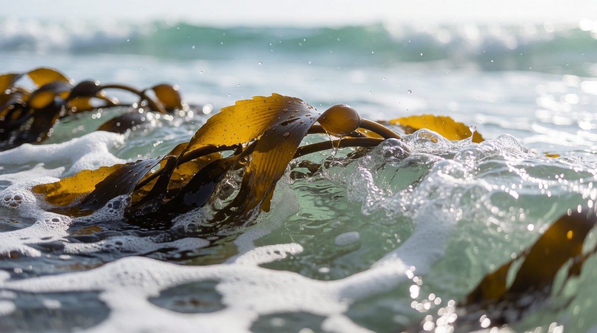 Seaweeds bend with the waves