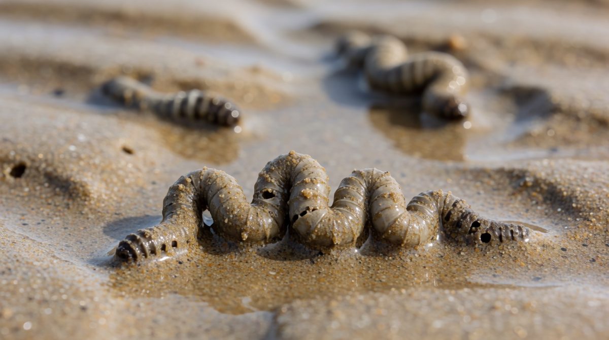 Lugworms burrow in sand and mud