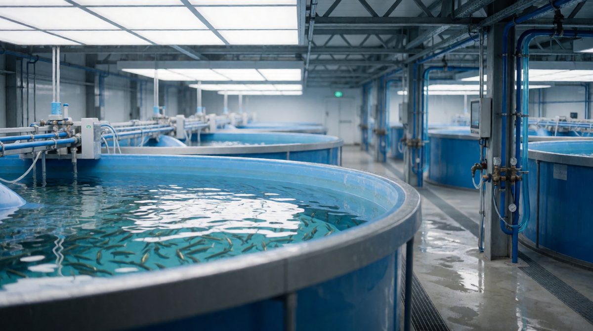 Some fish are farmed in land-based tanks