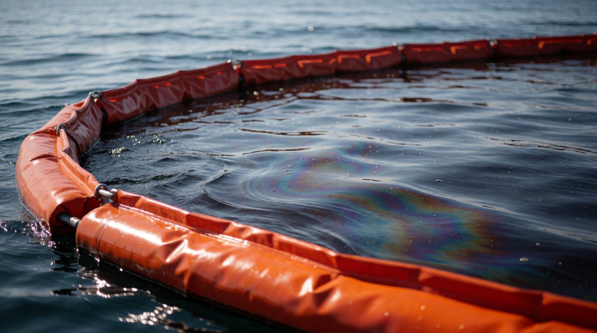 Booms contain spilled oil