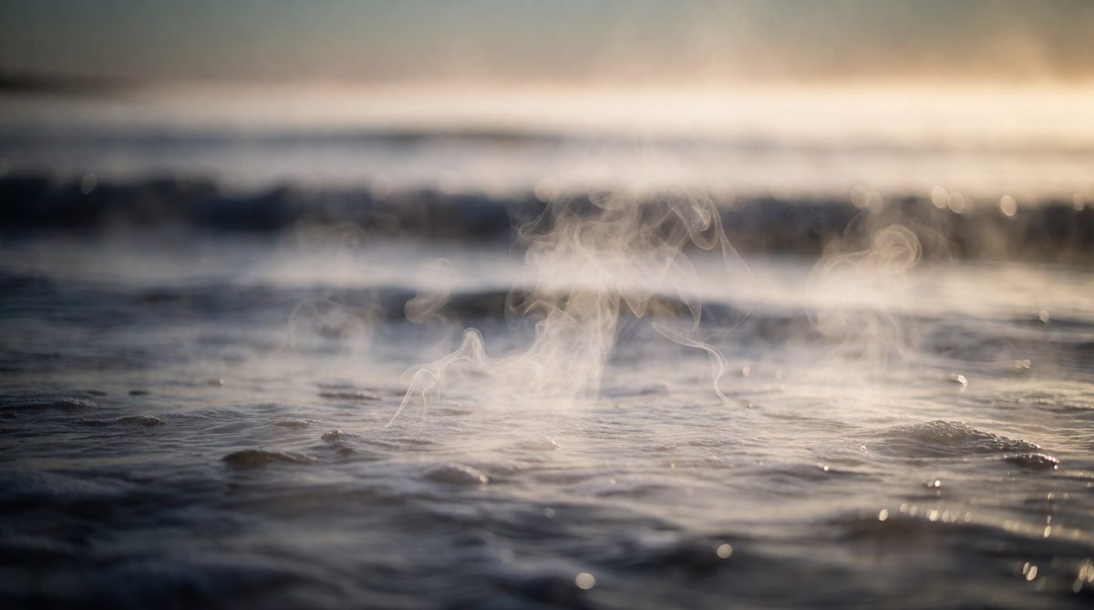 Evaporating seawater carries heat into the atmosphere