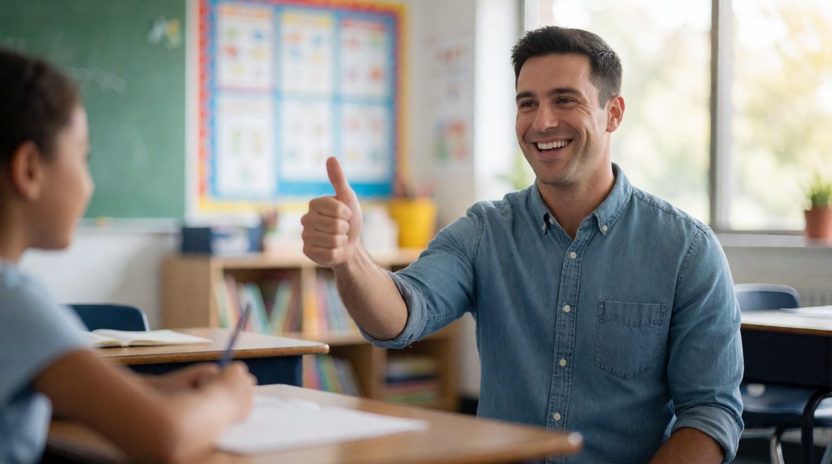 A smile or thumbs up can be powerful praise