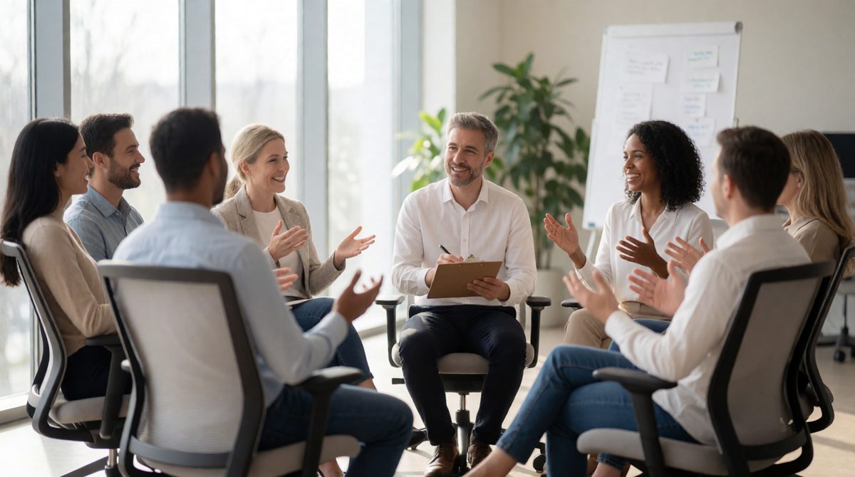 In a focus group, the researcher guides a small group's discussion and keeps it on track - people often spark ideas off each other