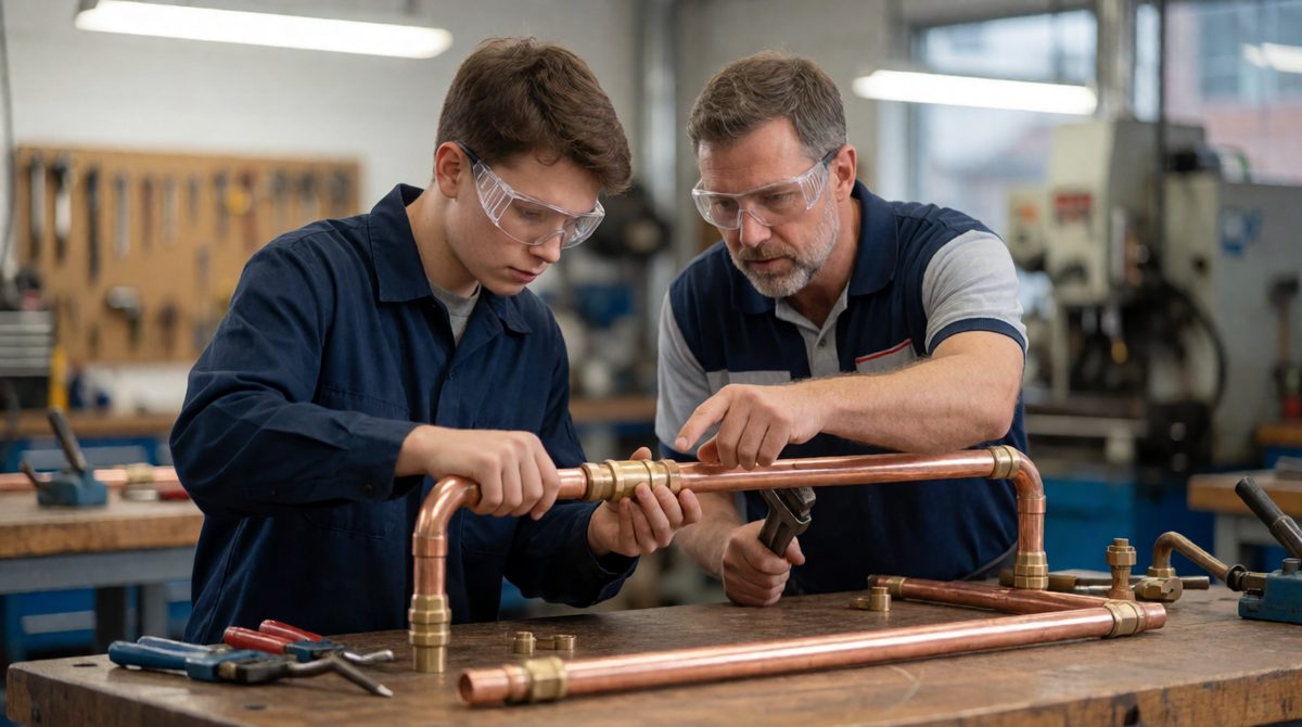Learning a trade hands-on: vocational learning teaches the practical skills for a particular job, like plumbing
