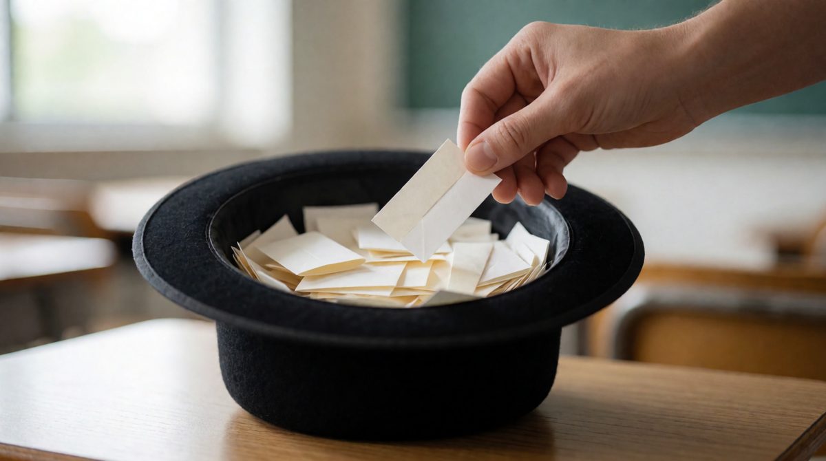 Drawing names from a hat is random sampling: everyone has an equal chance of being picked