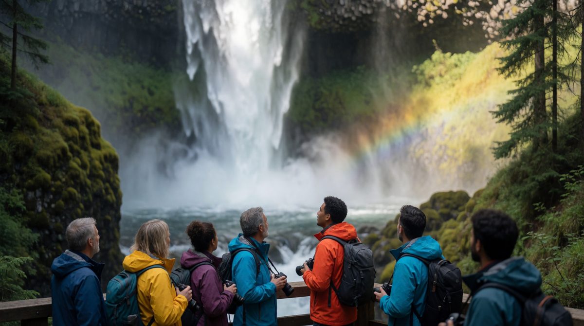 Waterfalls and mountains are natural attractions