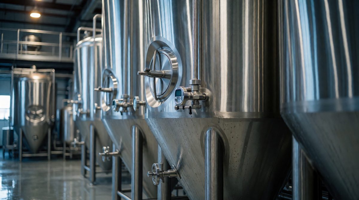 Large tanks are used for fermentation