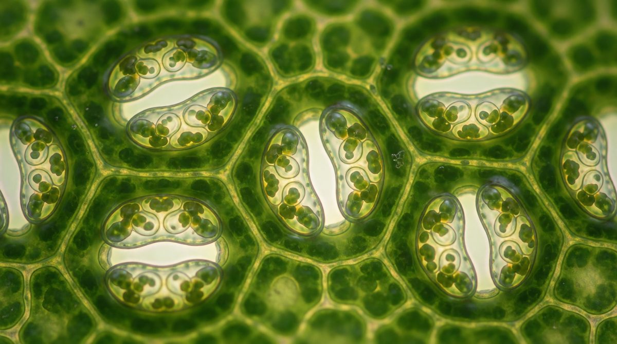 Leaves exchange gases through tiny pores