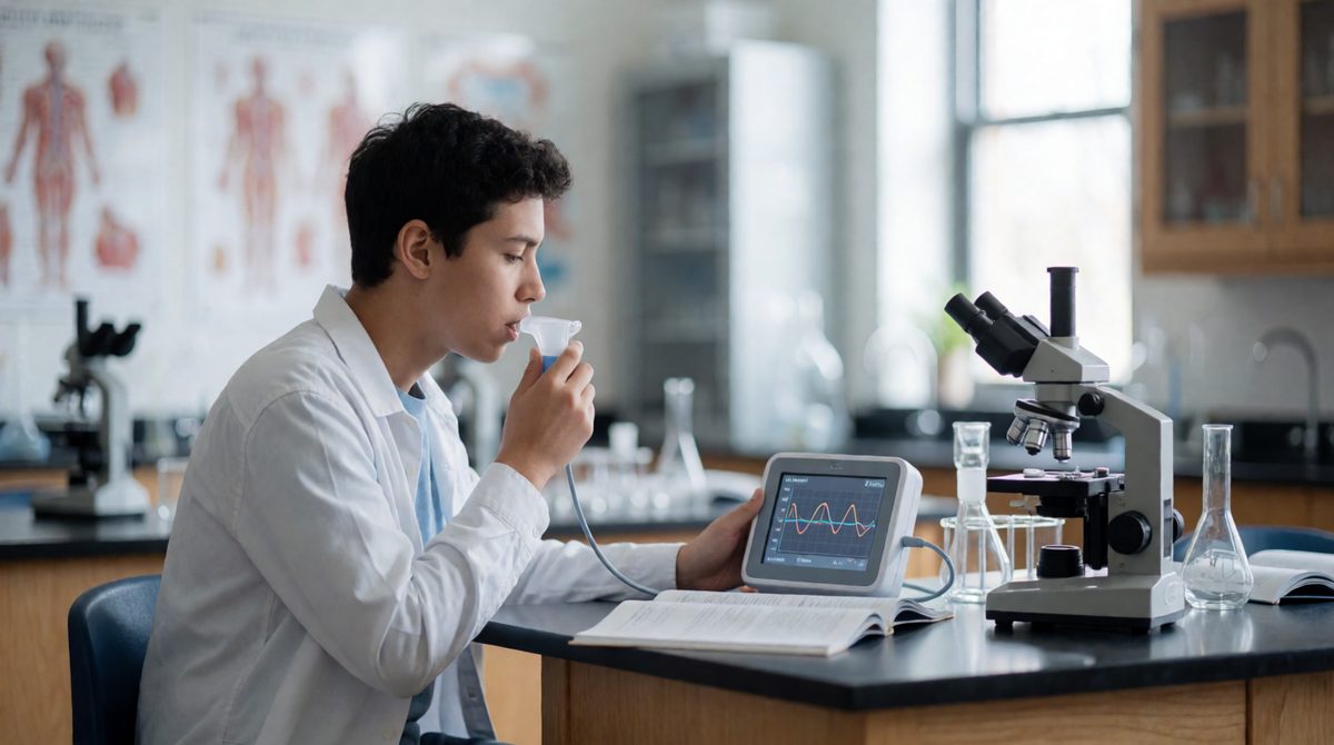Measuring breathing rate in a school practical