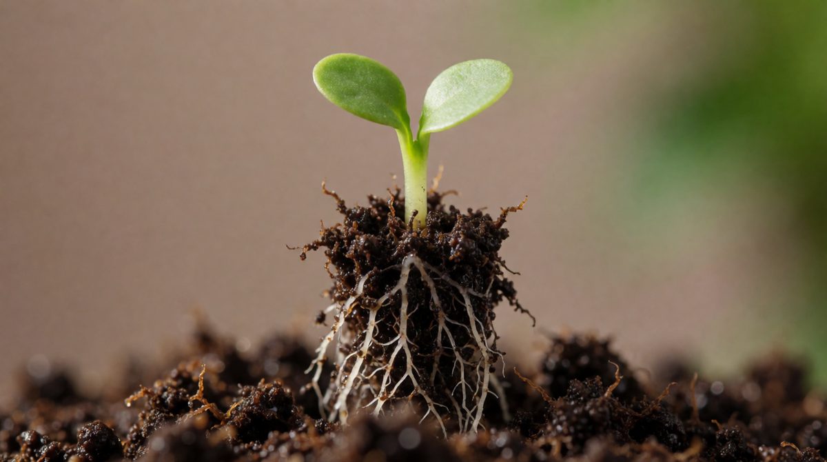 Root hairs absorb water from the soil