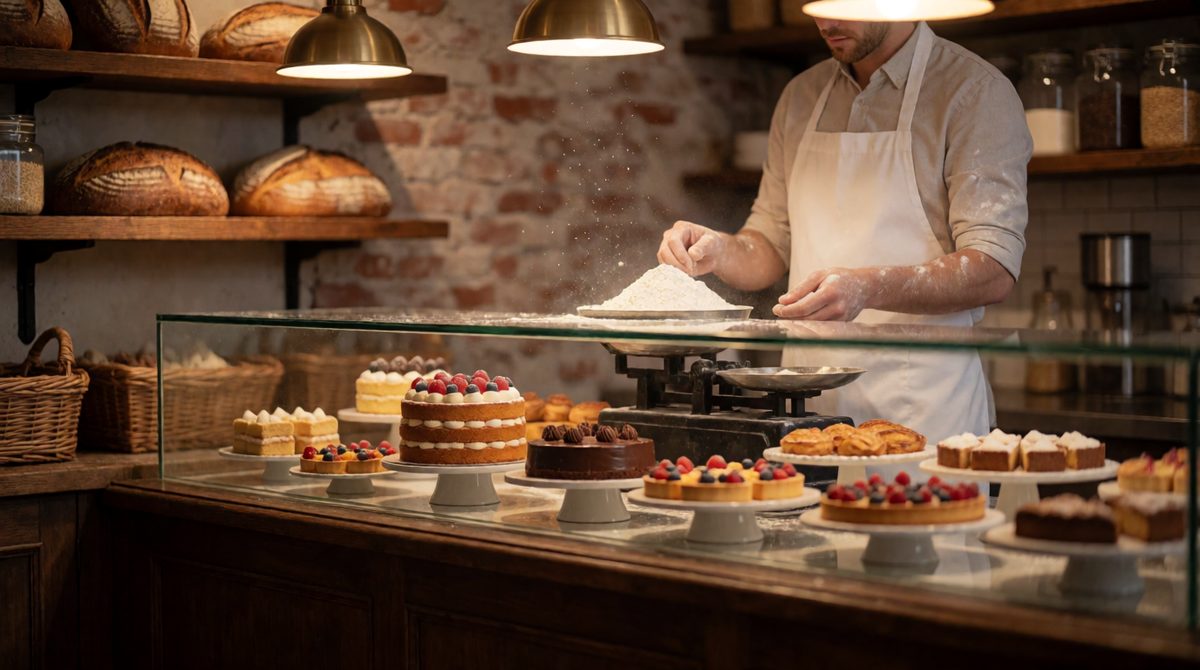 The rent on this shop is a fixed cost, but the flour and butter rise with every extra cake: variable costs