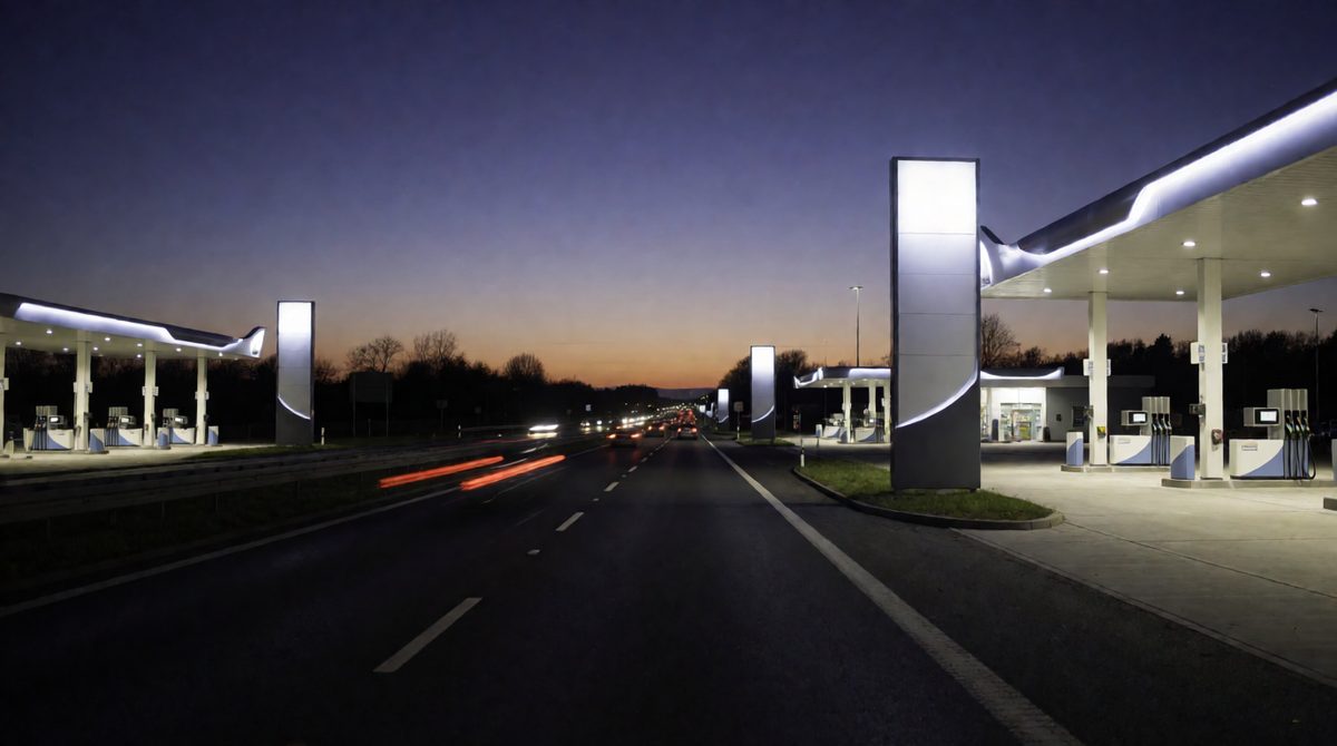 A few big firms dominate many markets, like the petrol stations along this road: an oligopoly