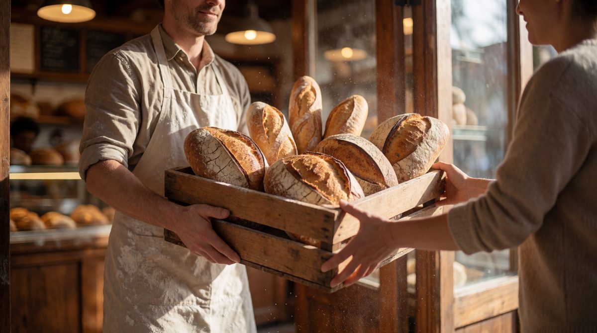 A bakery giving bread to a food bank earns less profit, but it chooses charitable work over maximising profit