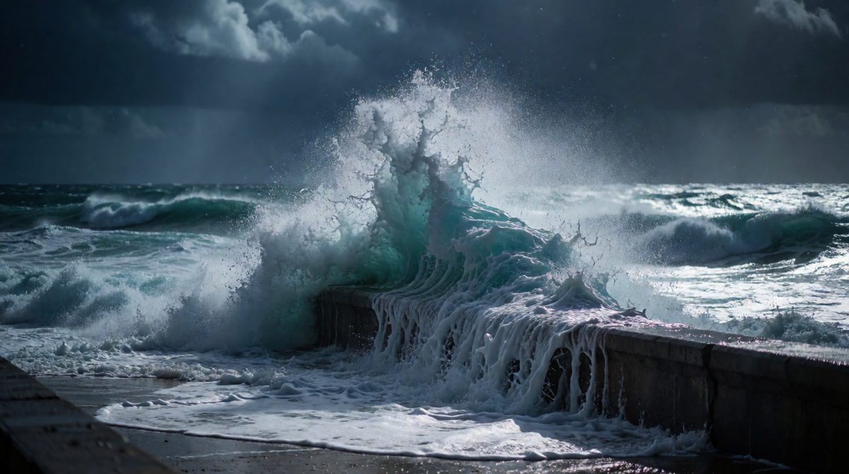 Storm surges push seawater onto the land