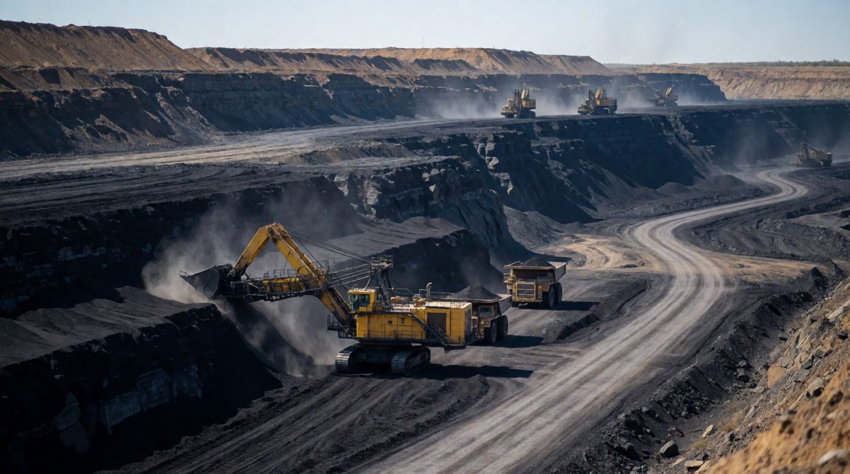 Coal is mined from deep underground or open pits