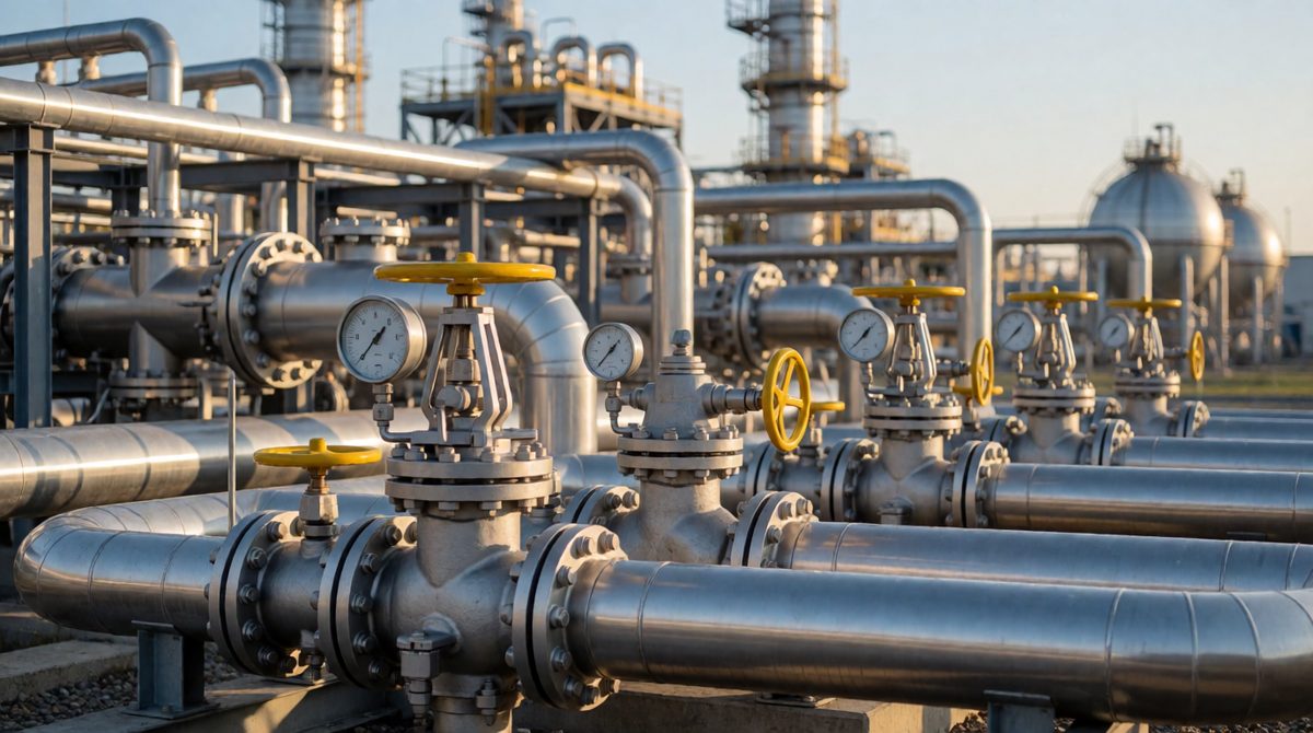 Natural gas is piped from wells to homes
