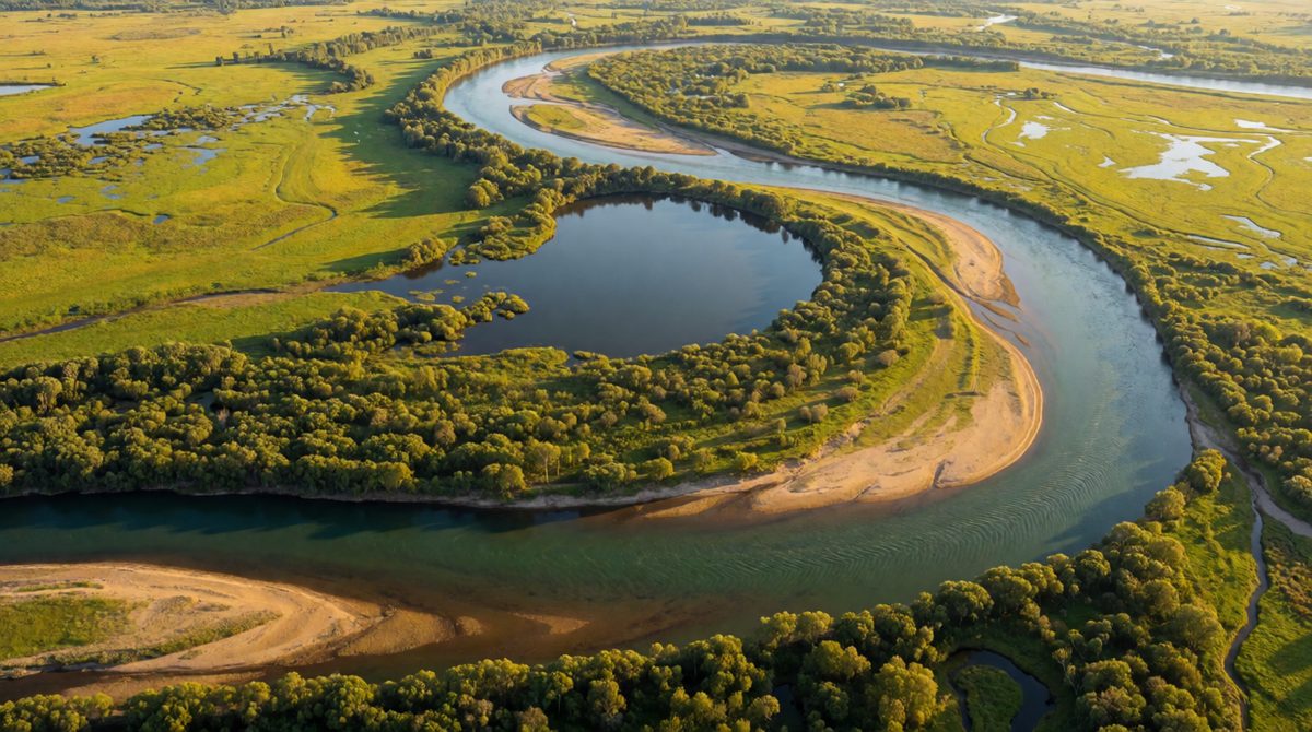 Meanders and oxbow lakes are lowland river features