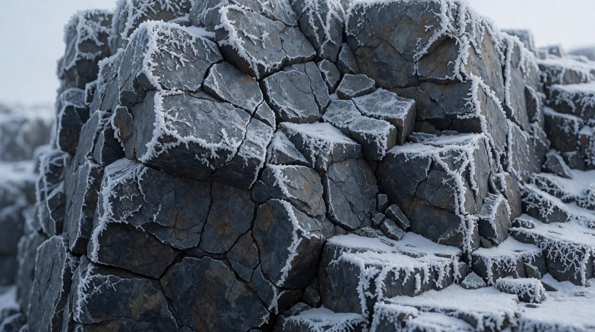 Freeze-thaw weathering breaks up coastal rocks