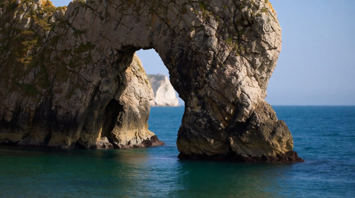 Arches form when caves break through a headland