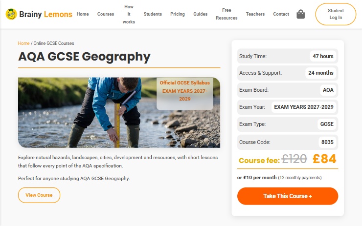 New Course: AQA GCSE Geography (8035) Online, Try 3 Lessons Free