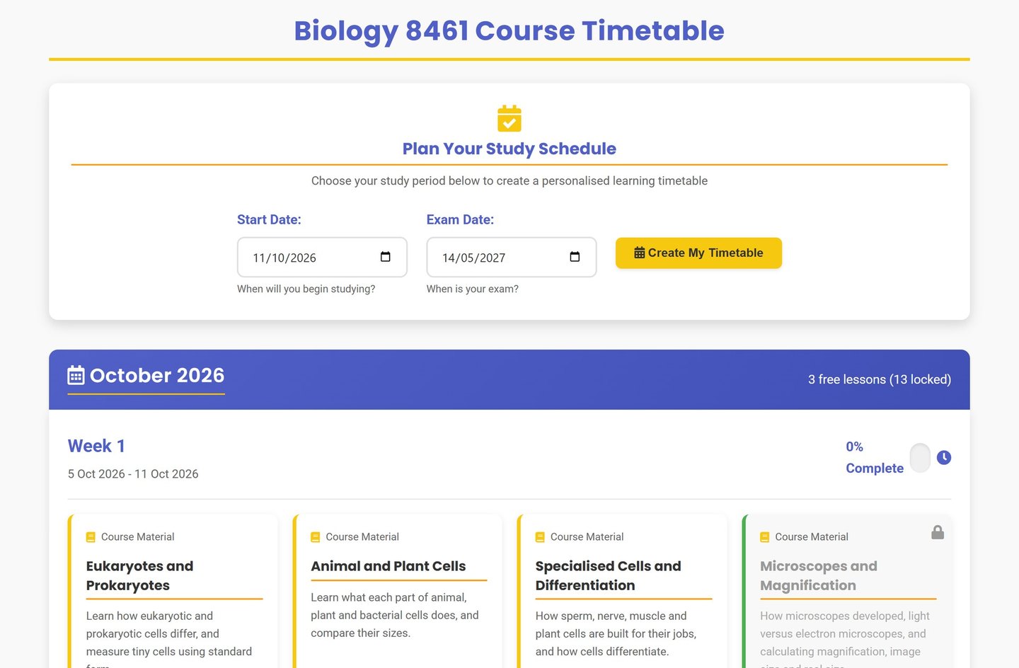 AQA GCSE Biology timetable on Brainy Lemons