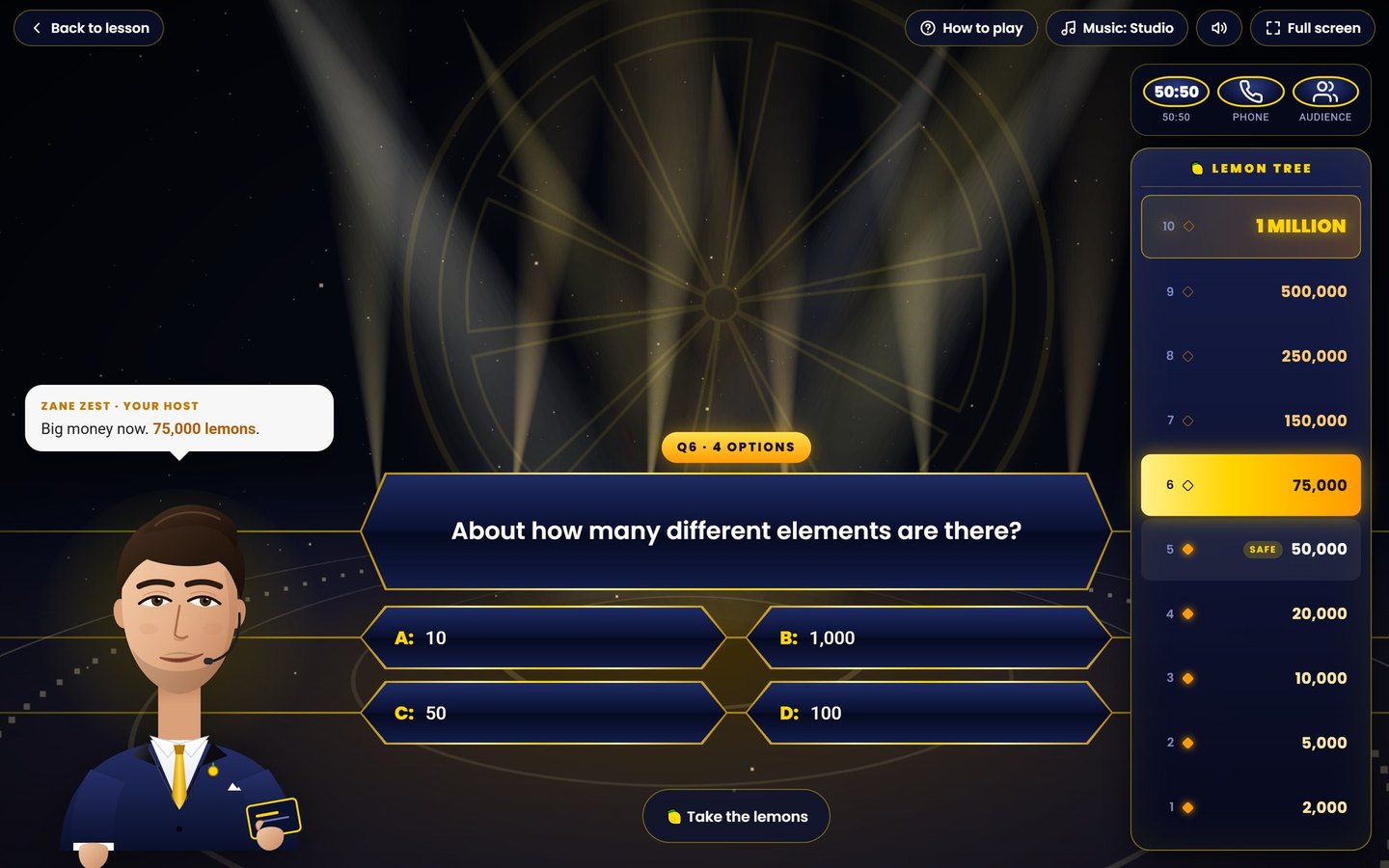 AQA GCSE Chemistry on Brainy Lemons: Who Wants to Be a Lemonaire? on every lesson