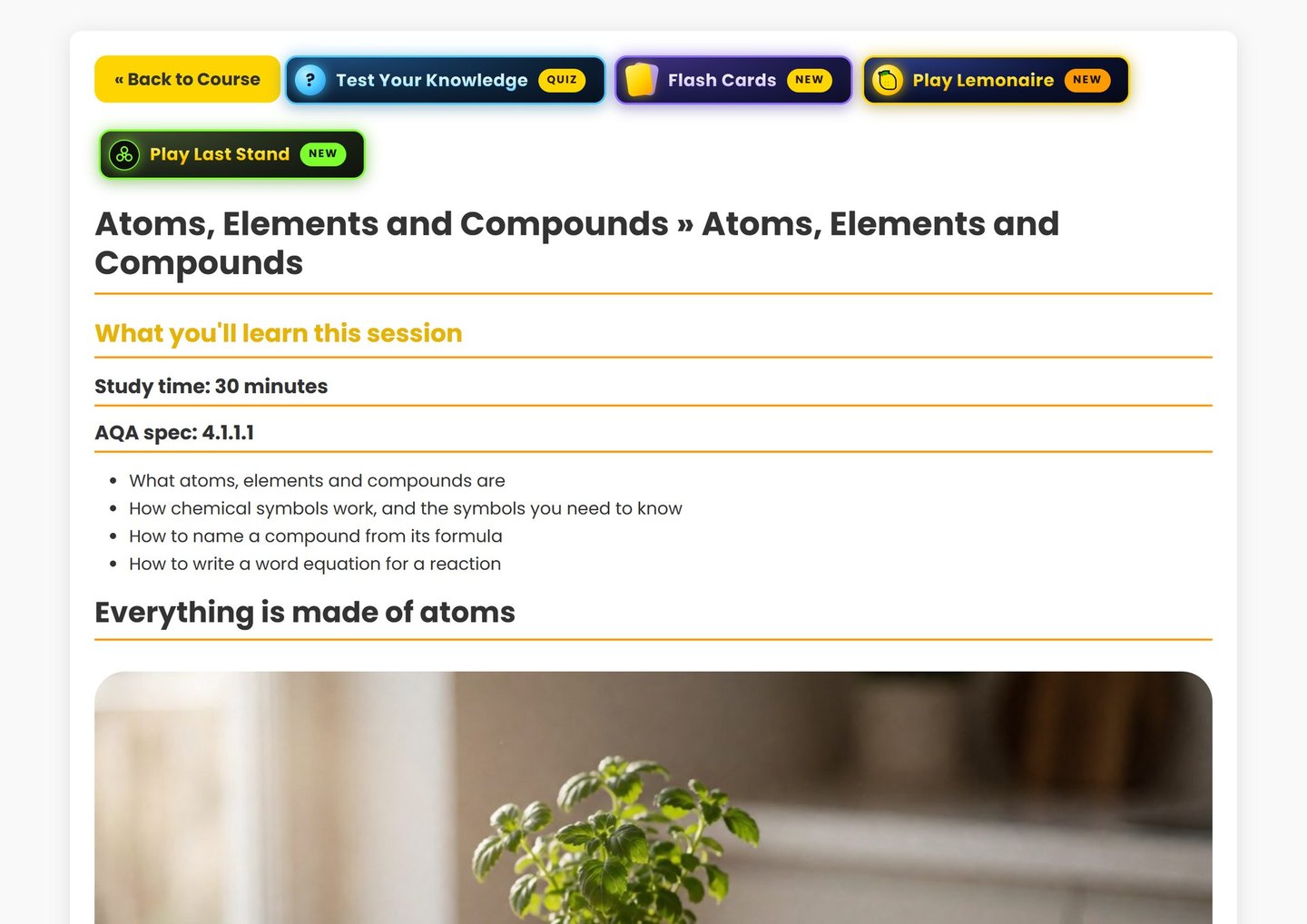 AQA GCSE Chemistry on Brainy Lemons: 111 lessons that follow the AQA 8462 specification
