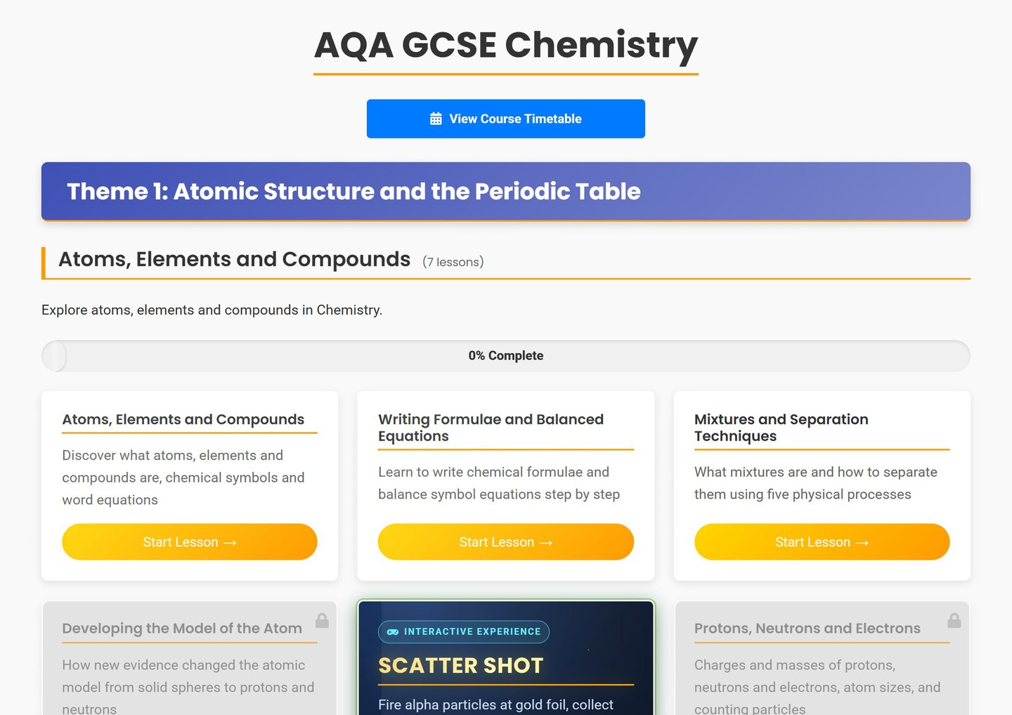 AQA GCSE Chemistry on Brainy Lemons: Every AQA GCSE Chemistry topic, laid out lesson by lesson