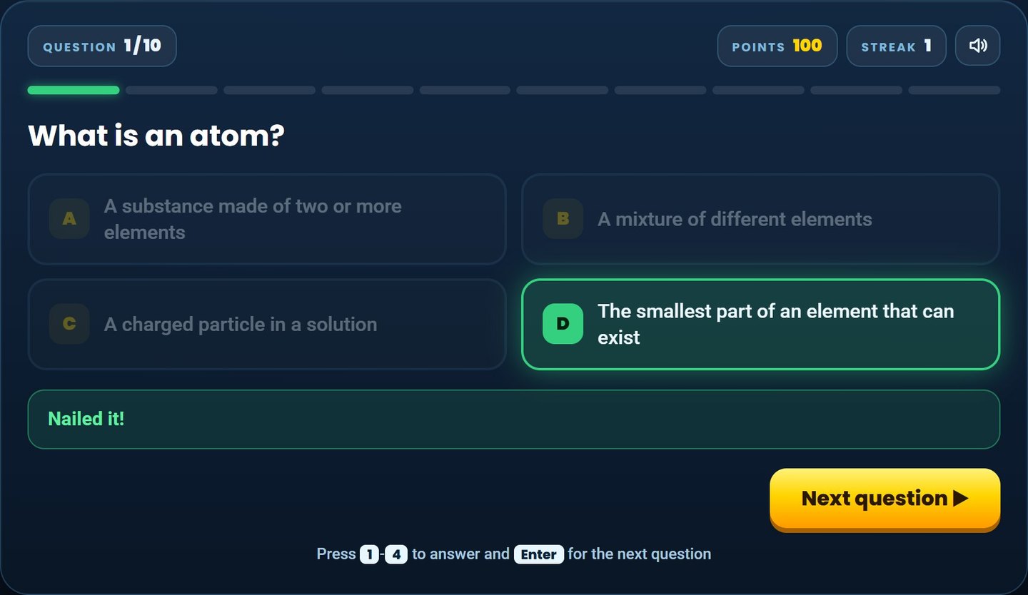 AQA GCSE Chemistry on Brainy Lemons: Instant feedback on every question