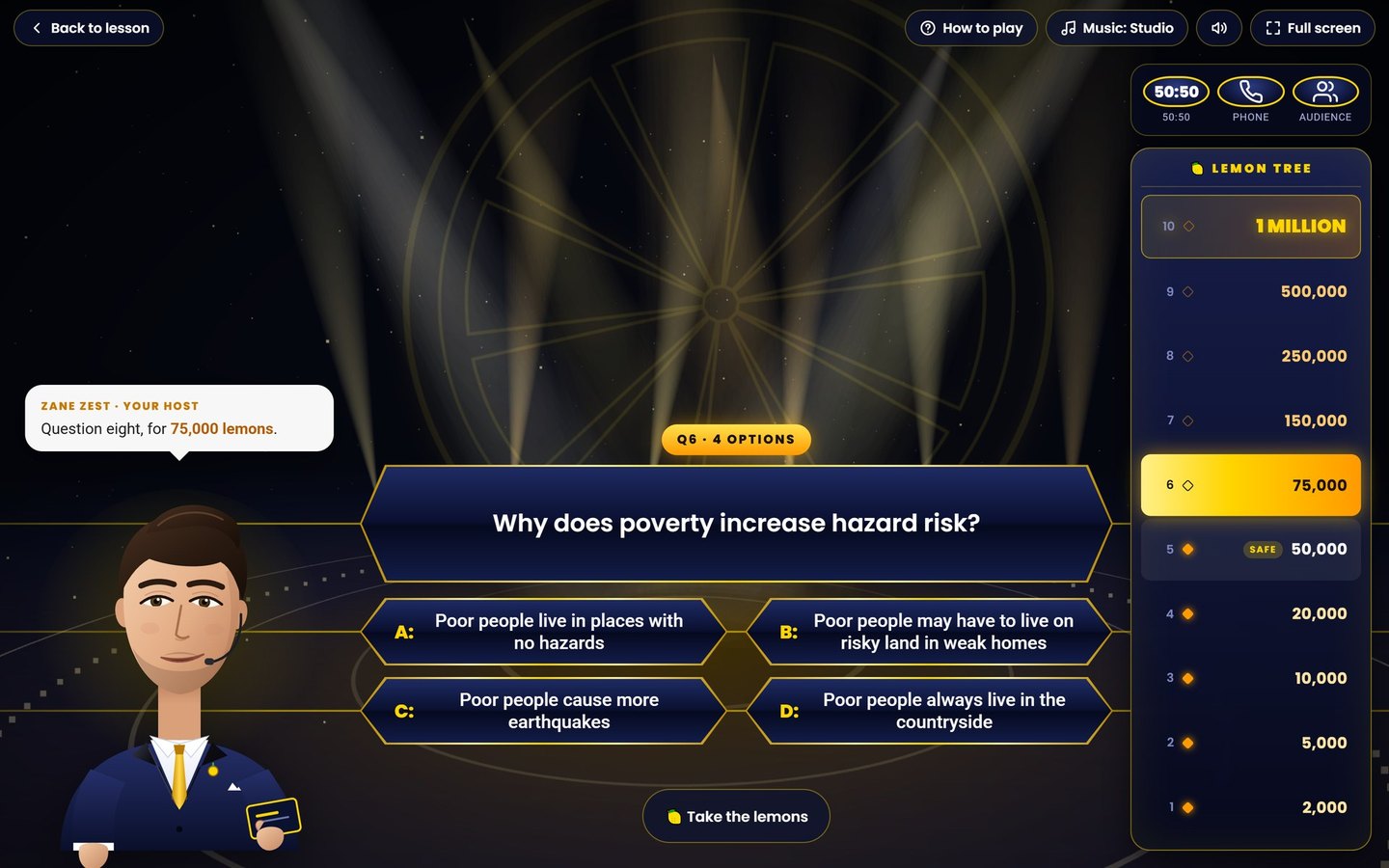 AQA GCSE Geography on Brainy Lemons: Who Wants to Be a Lemonaire? on every lesson