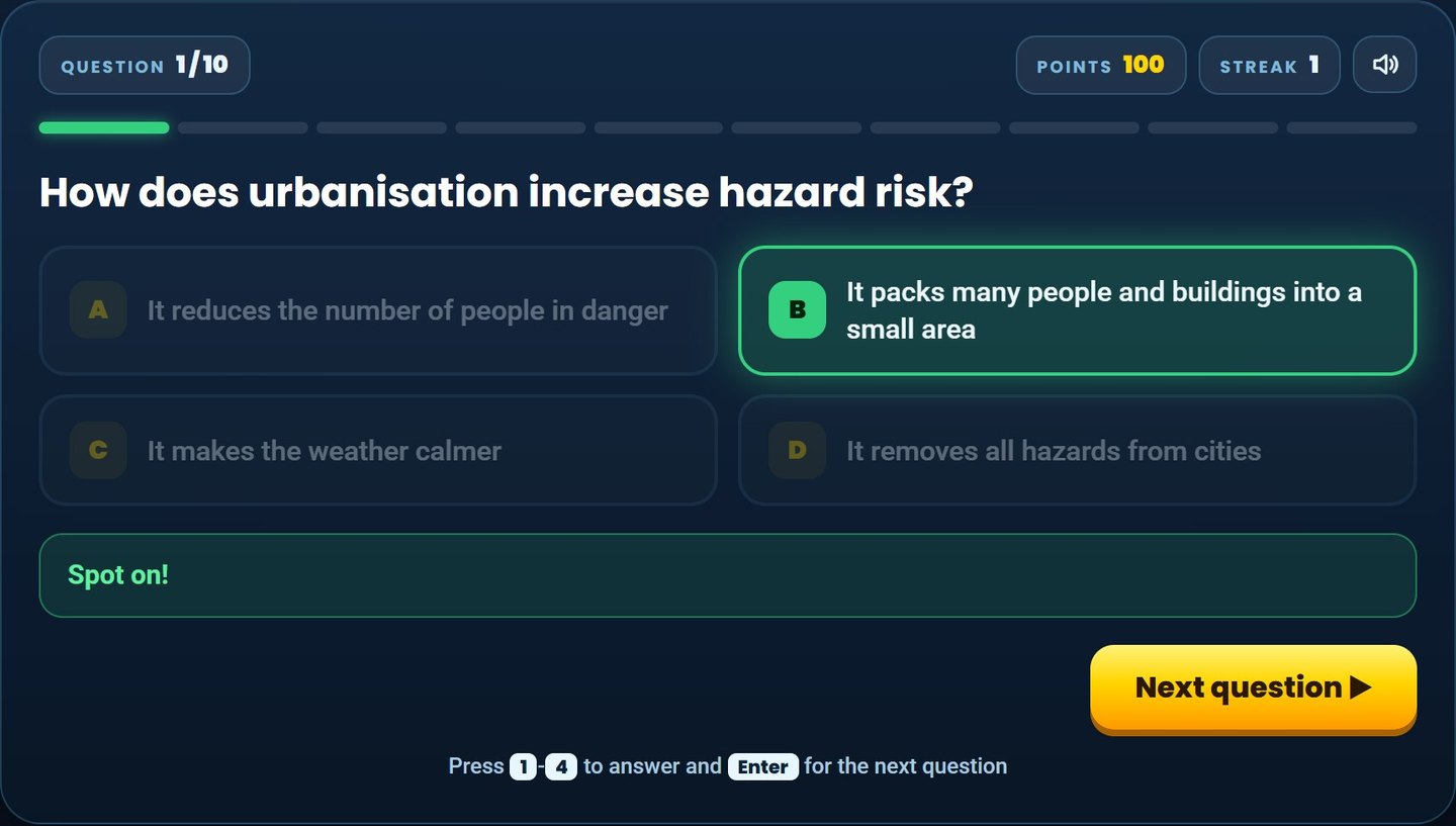 AQA GCSE Geography on Brainy Lemons: Instant feedback on every question