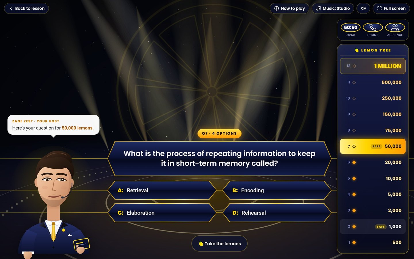 AQA GCSE Psychology on Brainy Lemons: Who Wants to Be a Lemonaire? on every lesson