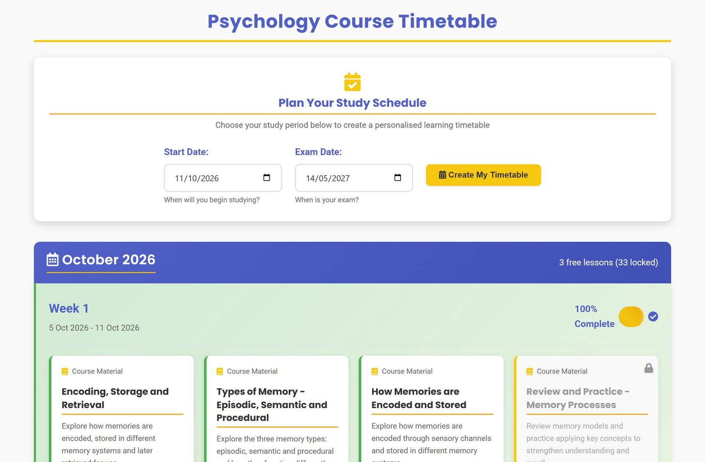 AQA GCSE Psychology timetable on Brainy Lemons